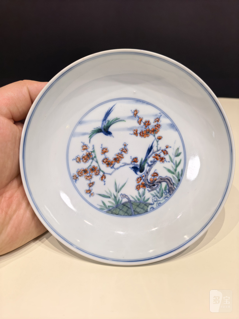清康熙 斗彩花鸟纹盘 - 图3